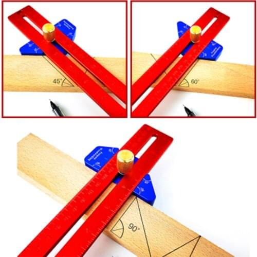 Luxury Woodworking Angle Scribe Adjustable T-type Scribing Line Ruler Multifunction Marking Gauge Aluminum Alloy Measuring Tools