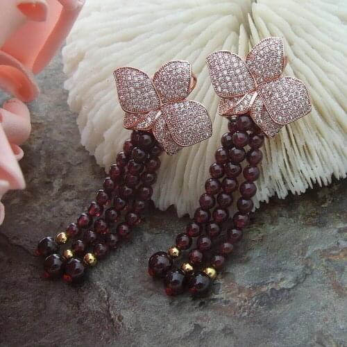 2.4" Natural Garnet Zircon Earrings