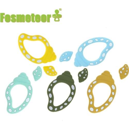 Fosmeteor Silicone Conch Shape Animal Teether Infant Teething shell Pearl Bead For DIY Nursing Necklace Pendant Accessories Toy