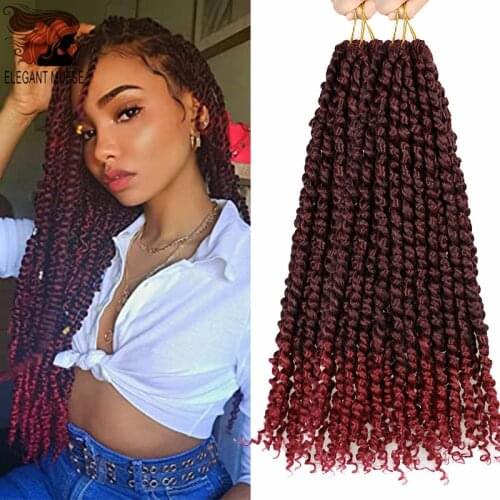 Synthetic Crochet Braids Hair Passion Twist Crochet Hair 18‘’ Ombre Pre-Looped Fluffy Braiding Hair Extensions Pre-Twisted Hair