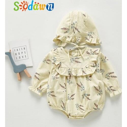 Sodawn Baby Rompers 2pcs 2020 Autumn Newborn Clothes Soft Floral Korea Style Cotton Overalls Long Sleeve Infant Clothes