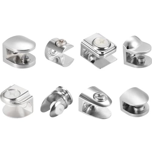 Uxcell 2pcs Glass Shelf Brackets Adjustable Zinc Alloy Glass Clamp Clip Holder for 5-8/6-9/8-10/10-12mm Thick Bright Chrome
