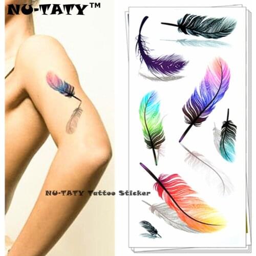Nu-TATY Angel Feather 3d Temporary Tattoo Body Art Flash Tattoo Stickers 19*9cm Waterproof Styling Tatoo Home Decor Wall Sticker