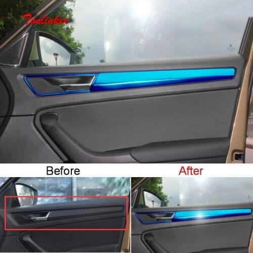 Tonlinker Cover Stickers for SKODA KODIAQ 2017-18 Car Styling 4PCS Stainless steel Interior Door handle Decoration Cover sticker
