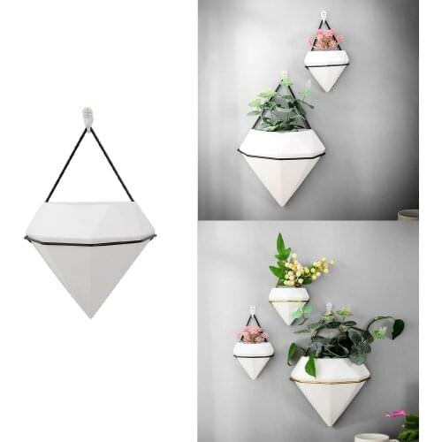 Triangle Ceramic Air Planter Pot Wall Hanging Decor Container Great For Succulent Cactus Plant Holder Pot Home Decor