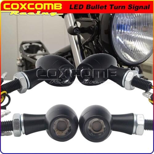 4PCS Vintage Old Shool Cafe Racer M8 LED Bullet Turn Signal Indicator Blinker Front & Rear Lighting Tail Lamp Flasher Motorcycle