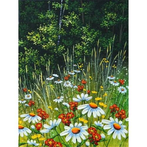 Flower Printed Water-Soluble Canvas 11CT Cross-Stitch DIY Embroidery Complete Kit DMC Threads Knitting Craft Decor