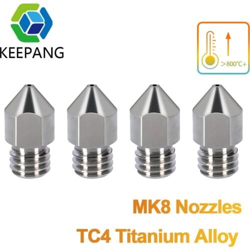 High Strength TC4 Titanium Alloy MK8 Nozzles Corrosion Resistant Nozzle for Ender 3 CR10 Ender 5 Two Trees Bluer for 1.75mm PLA