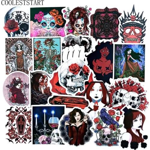 50Pcs/set Cool New Gothic Dark Horror Series Skull Stickers For Laptop Skateboard Luggage Refrigerator Notebook Helmet Toy