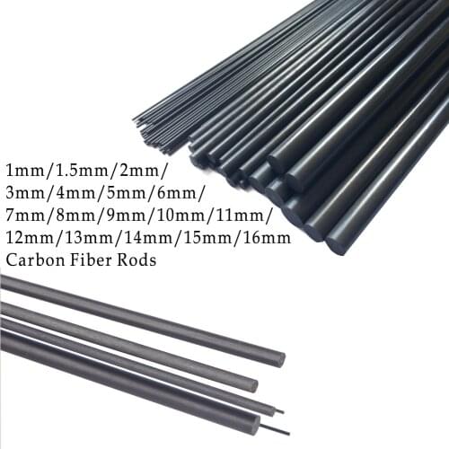 16pcs/Lot Carbon Fiber Rods For RC Plane DIY Tool Wing Tube Quadcopter Arm 1mm-16mm (0.5meter/pcs)