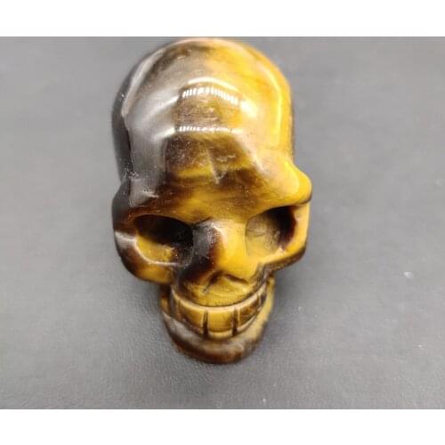 2 inches1pc Natural crystal tiger eye stone skull stone carving glossy boutique one-of-a-kind bedroom decoration