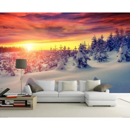 3d Sun Shine Snow Forest Wallpaper Mural for Living Room Sofa TV Background Wall Covering 3d Photo Wallpaper Nature Murals