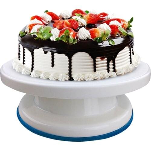 6PCs/Set 10 Inch Cream Cakes Stand Cake Rotary Table Plastic Cake Turntable Rotating Cake Plastic Dough Knife Decorating