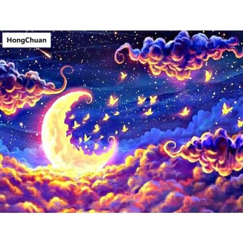 Fast Delivery Stars and Moon 5D DIY Square/Round Diamond Painting Mosaic Cross Stitch Home Decoration Mural Christmas Gift