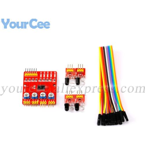 4 Channel 4 Road Infrared Detector Tracing Photoelectric Sensor Smart Car Tracking Module 4-Way