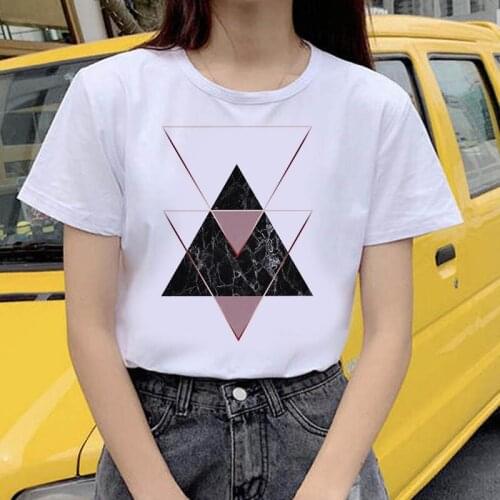 Women 90s Short Sleeve Summer TShirt Harajuku Fashion landscape T-shirt New Geometric figure printed t shirt