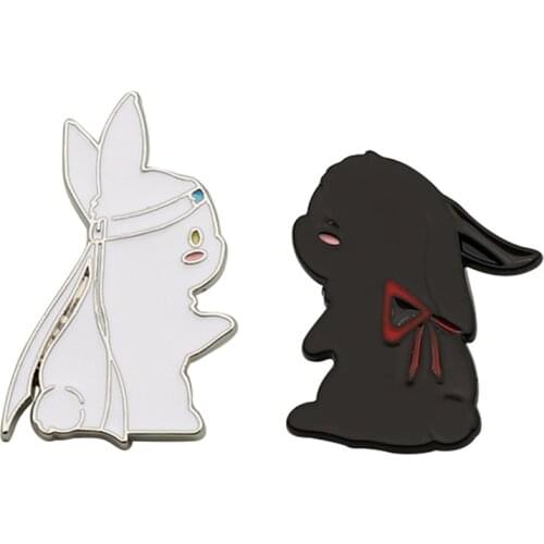 Fat Untamed Bunny Enamel Pin Cute White Rabbit Animal Badges Brooches Backpack Bag Accessories Lapel Pin Gift for Kids Friends