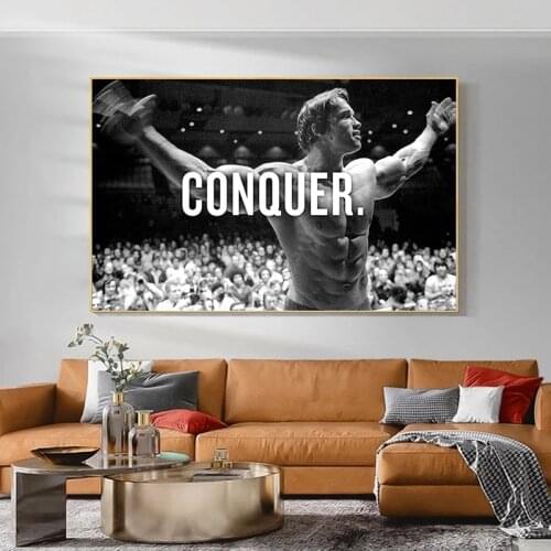 Arnold Schwarzenegger Bodybuilding Motivational Art Canvas Poster Print Fitness Inspirational Picture for Room Wall Decor