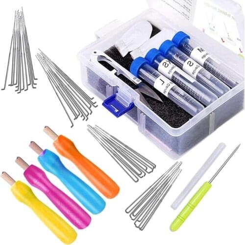 LMDZ 4 Sizes Felting Needles, 51 Pieces Needle Felting Tool Kit with Colored Wood Handles, Awl, Storage Box for Needle Felt