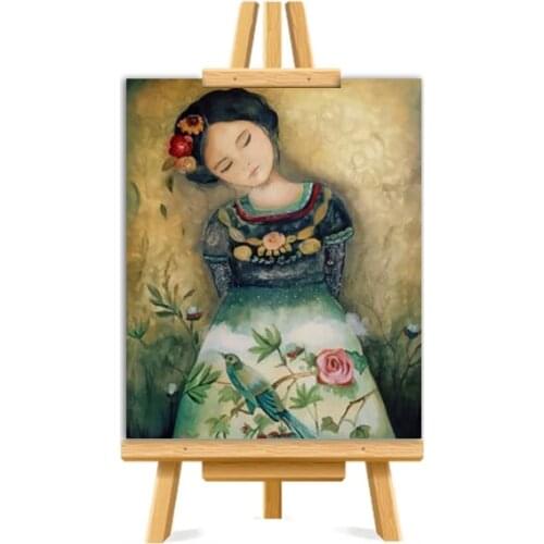 Sleepy Asian Girl Picture DIY Painting By Numbers Colouring Zero Basis HandPainted Oil Painting Unique Gift Home Decor