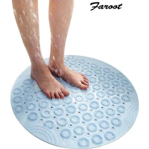 Bath Tub Mat PVC Round Bathroom Non-slip Suction Pad Cushion Massage Foot Pad with Suction Cups and Drain Holes