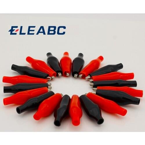 20pcs/lot 35MM Metal Alligator Clip G99 Crocodile Electrical Clamp for Testing Probe Meter Black and Red with Plastic Boot