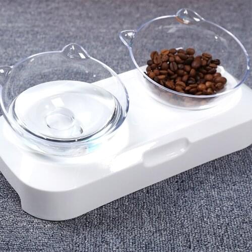 Cat Bowls Non-slip Single/Double Pet Bowl Angle Adjustable Food and Water Bowl with Raised Stand Pet Product for Cat Dog Feeders
