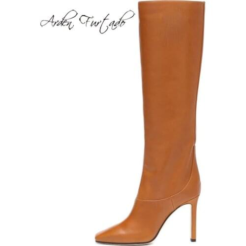 Arden Furtado Fashion Womens Shoes Winter Pointed Toe Stilettos Heels Sexy Elegant Ladies Boots white Mature Knee High Boots