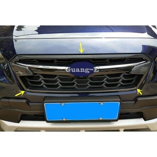 Car Body Sticker Cover ABS Chrome/Carbon Fibre Trim Front Up Racing Grid Grill Grille Frame 1pcs For SUBARU XV 2018 2019 2020