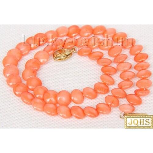 NEW Choker 16" 8mm wafer squama pink coral beads Strand necklace j9772