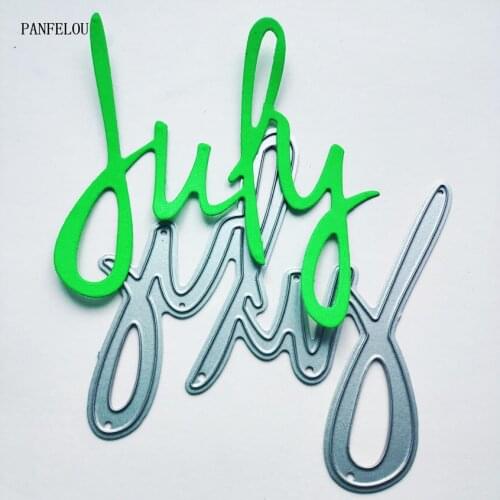 PANFELOU July word metal craft paper die cutting dies Scrapbooking/DIY Easter wedding Embossing mould cards