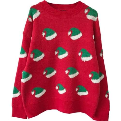 Christmas Sweater Women Long Sleeve O-neck Loose Casual Knitted Pullovers Female Fashion Autumn Winter Warm Sweaters