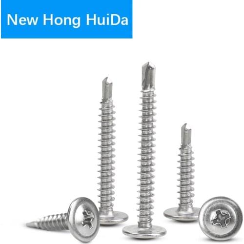 #8 #10 Phillips Self Drilling Screw Pan Round Thread Wafe Washer Head Self Tapping Screw Bolt 410 Stainless Steel M4.2 M4.8