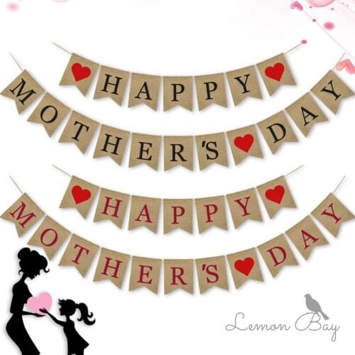 Happy Mothers Day Banner Rustic Mothers Day Party Decorations Mothers Day Linen Banner