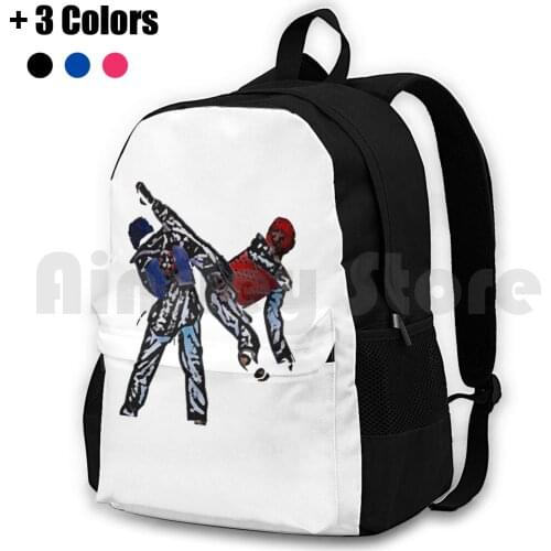Taekwondo Fighter Outdoor Hiking Backpack Riding Climbing Sports Bag Red Blue Taekwondo Fighter Muay Thai Martial Arts Tae Kwon