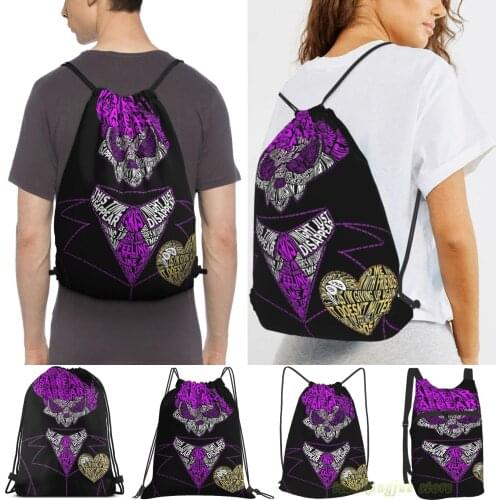 Mystery Skulls Typography Men Outdoor Travel Gym Bag Waterproof Drawstring Backpack Women Fitness Swimming Bag