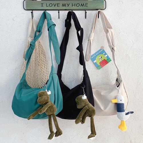 Korean style dark black solid color canvas bag womens 2021 new Korean version simple student One Shoulder Messenger Bag