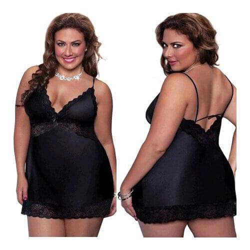 Plus Size XL~4XL Women Sexy Lingerie Mesh Womens Half Slips Dress Sexy Lingerie Ladies Slip Lace Nightgown Black&Green AS257