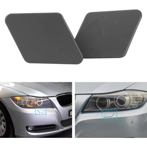 2Pcs Bumper Cover Dustproof Lightweight ABS Car Headlight Washer Cover 61678031307 61678031308 for BMW 3 Series E90 2005-2009