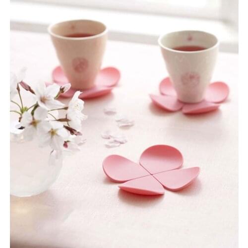 2pcs Cute Flower Coaster Novelty Placement Tea Coaster Cup Table Decoration Gifts Kawaii Stationery Office Desk Set Accessories