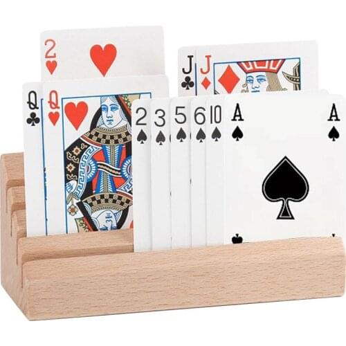 2PCS Table Playing Cards Wooden Holder Rack Cards Holder Portable Pokers Cards Stand For Children Seniors Cards Board Games
