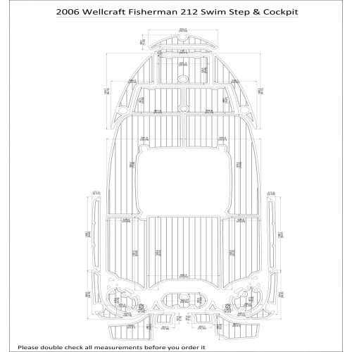 2006 Wellcraft Fisherman 212 Swim Step & Cockpit Pad Boat EVA Teak Decking 1/4" 6mm