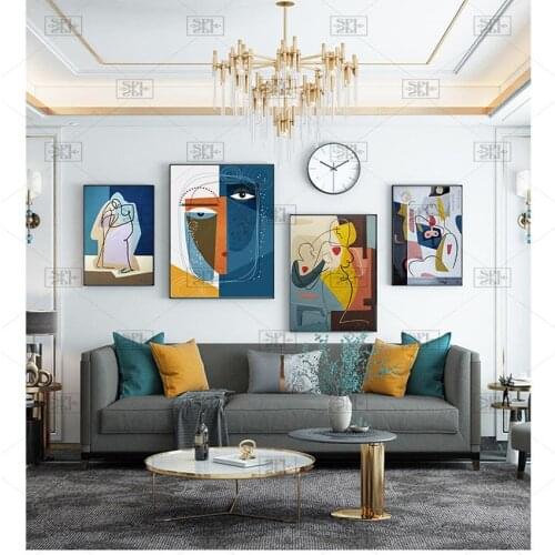 Abstract Canvas Painting Retro Classic Wall Art Canvas Black Lines Wall Pictures for Living Room Bedroom Unique Poster Home Deco