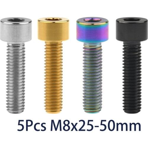 Catdogbear 5PCS M8x25/30/35/40/45/50mm Titanium Ti Bolt DIN912 Hexagon Allen Screws Motorcycle Fastener