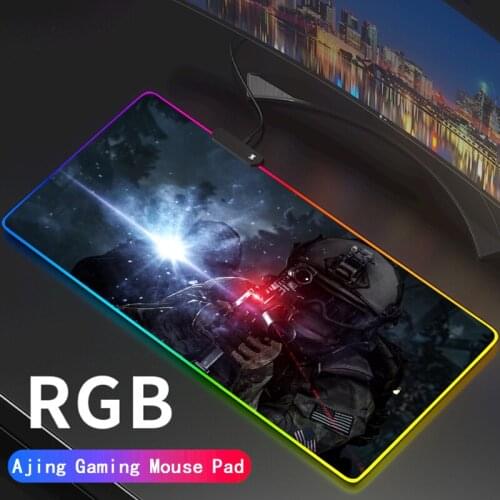 Battlefield Anime Gaming RGB Gamer Large Mousepad LED Lighting USB Keyboard Colorful Desk Pad Mice Mat for PC Laptop Desktop