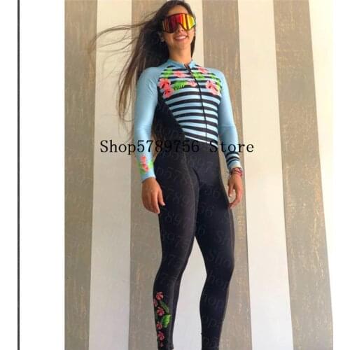 Triathlon suit long sleeve cycling jersey sets bike sport bike sexy tight thin breathable running swimming suit women conjoined