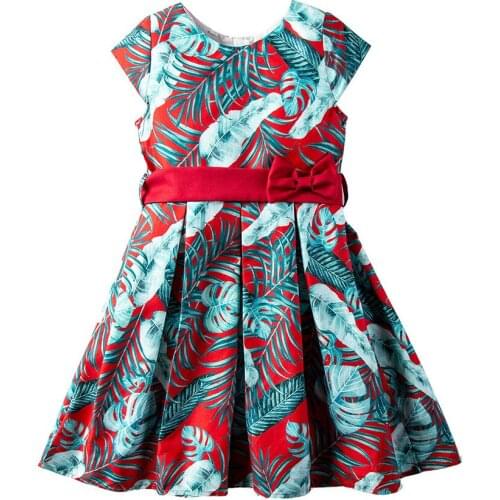 Summer Girls Dresses Kids Sleeveless Flower Print Dresses Clothes Kids Princess Dress Children Party Ball Pageant Dress Outfit