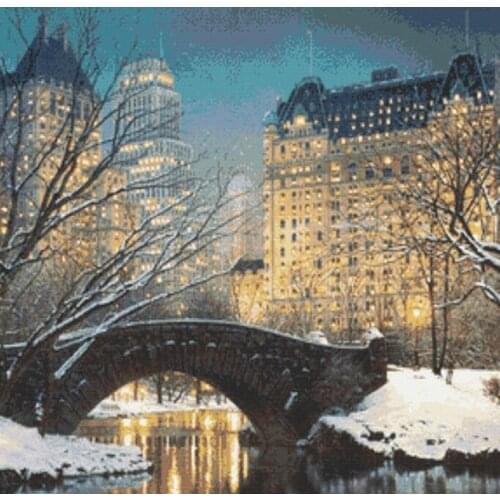 Modern Embroidery Evening in Central Park Cross Stitch Kit Funny with 100% Cotton Flosses & Free Shipping for Customized Gifts