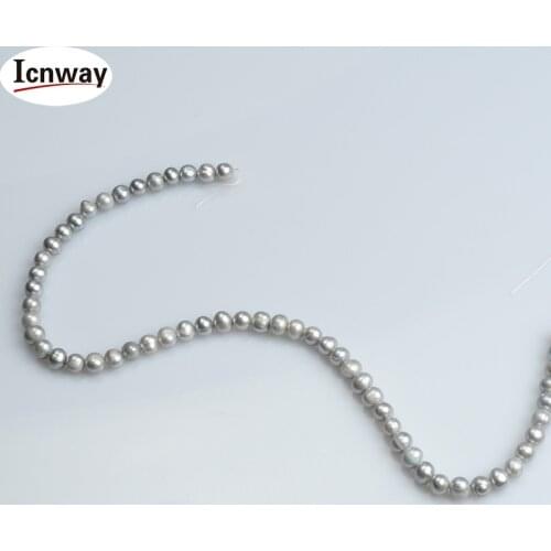 Natural AA gray round freshwater Pearl 7-8mm For Jewelry Making 15inches DIY necklace bracelet earring FreeShipping Wholesale
