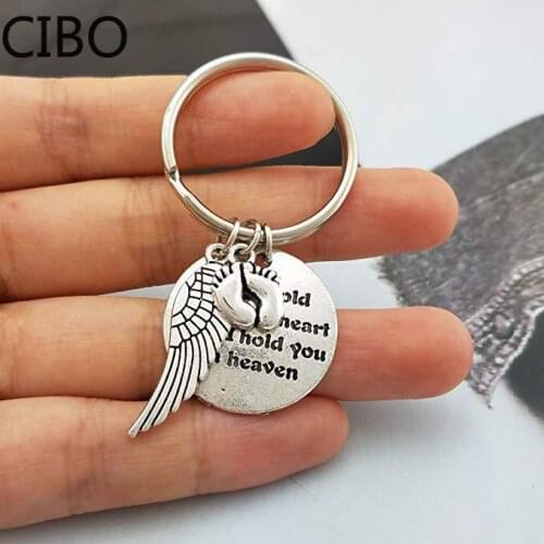 2019 New baby foot key chain key ring silver plated angel wings keychain for car metal Pendant Bag Charm Keyring